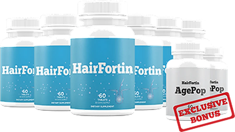 Hair Fortin 6 bottles — 180-day supply with 2 free Hair Fortin AgePop bonus bottles